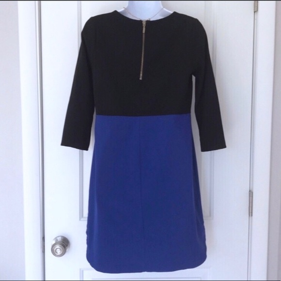 Colorblock black and blue hi-lo shift dress - Picture 2 of 6